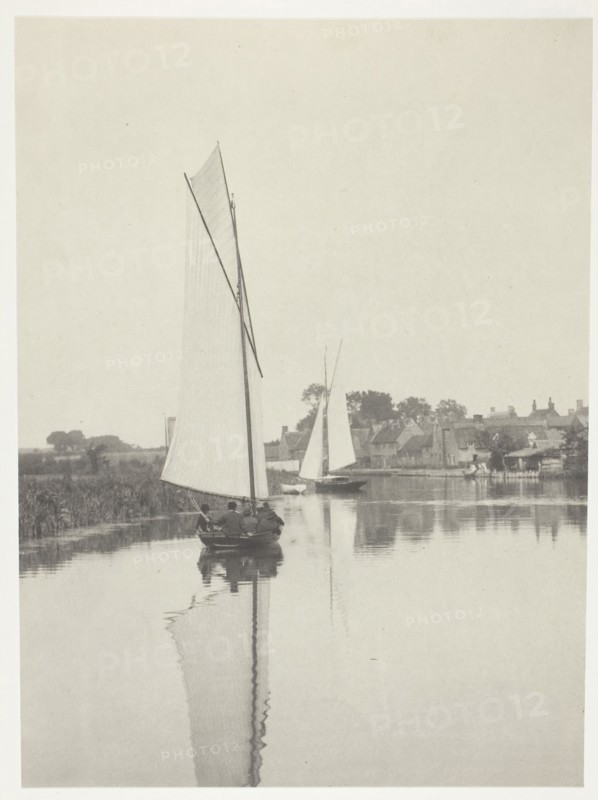 The Village of Horning, 1886, Peter Henry Emerson, English, born Cuba, 1856–1936, England, Platinum print, pl. V from the album "Life and Landscape on the Norfolk Broads" (1886), edition of 200, 22.1 × 16.8 cm (image/paper), 40.7 × 28.5 cm (album page)