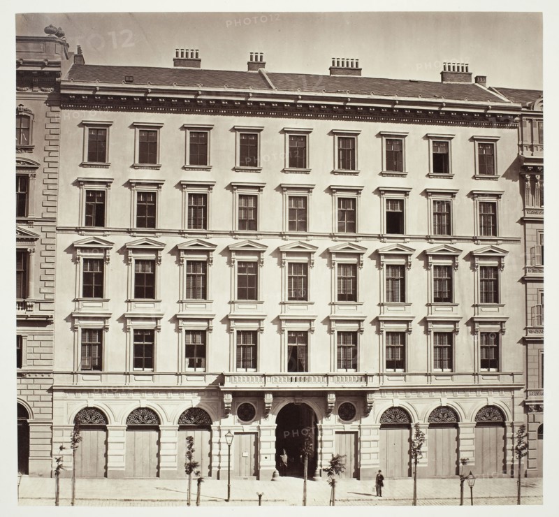 Opern Ring No. 8, Zinshaus des Herrn A. Zinner, 1860s, Austrian, 19th century, Austria, Albumen print, 28.2 × 30.1 cm (image/paper), 42.5 × 61.2 cm (album page)