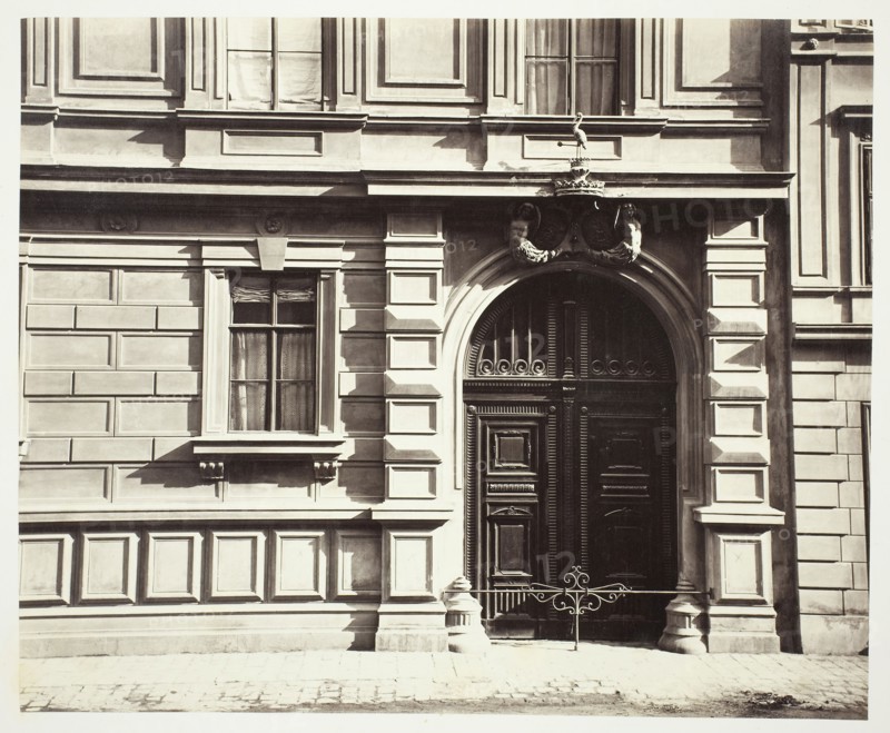 Berggasse No. 16, Portal am Palais des Grafen Georg Festetics de Tolna, 1860s, Austrian, 19th century, Austria, Albumen print, 26.7 × 32.6 cm (image/paper), 42.6 × 61.1 cm (album page)