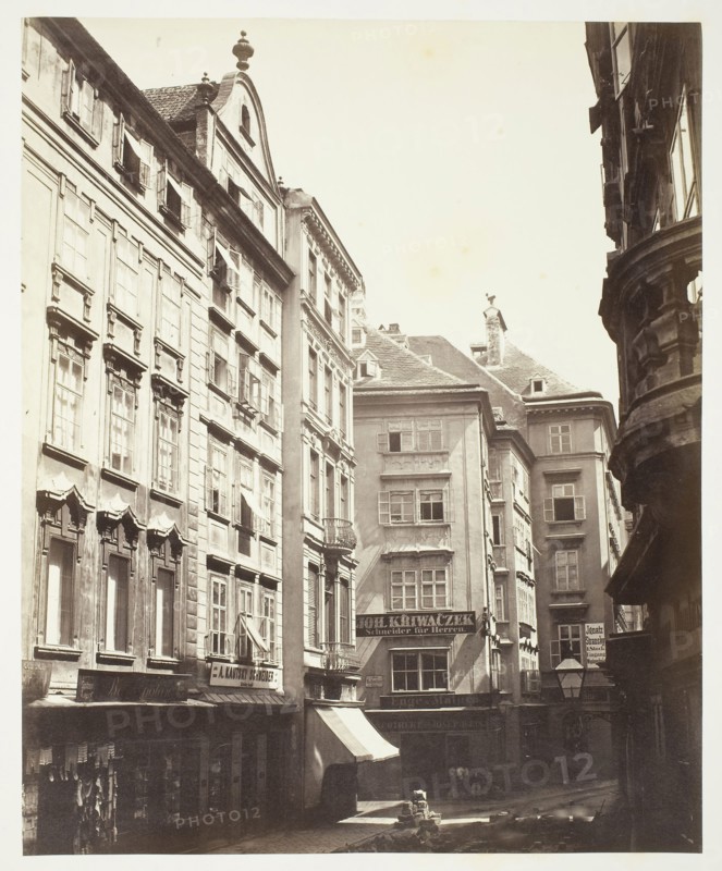 Tuchlauben No. 1, Wohnhaus des Peter Ritter von Calvagni, 1860s, Austrian, 19th century, Austria, Albumen print, 33.2 × 27 cm (image/paper), 61.2 × 42.7 cm (album page)