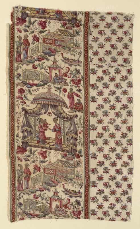 Fragment (Furnishing Fabric), c. 1806, Designed by J.J. Pearman (English, active c. 1900-1925), Manufactured by Bannister Hall Print Works (English, 1798-1893), England, Cotton, plain weave, block printed and painted, 79.4 × 47 cm (31 1/4 × 18 1/2 in.)