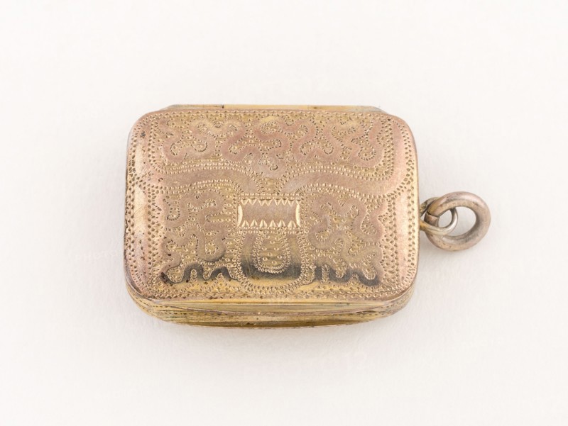 Purse-Shaped Vinaigrette, 1817/18, Possibly Matthew Linwood and Son, Birmingham, England, Birmingham, Silver and silver gilt, 2.5 × 2.5 cm (1 × 1 in.)