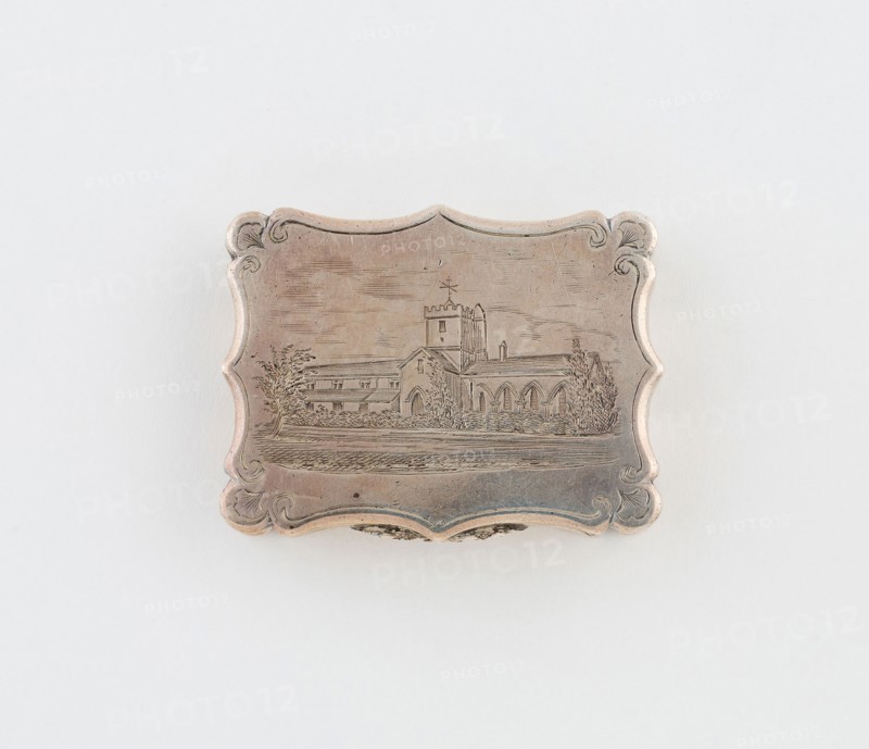 Vinaigrette with View of St Bega’s Priory, Cumbria, c. 1842/43, Nathaniel Mills, Birmingham, England, Birmingham, Silver and silver gilt, 4.8 × 2.5 cm (1 7/8 × 1 in.)
