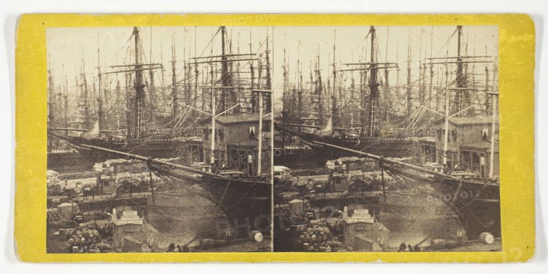 Wall Street Ferry, New York, 1860/69, Anthony & Company, American, active 1848–1901, United States, Albumen print, stereo, No. 4579 from the series "Anthony's Stereoscopic Views