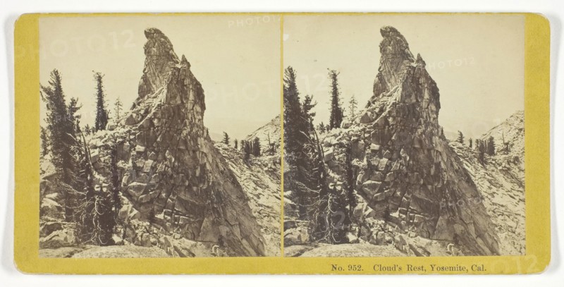 Cloud’s Rest, Yosemite, Cal., 1855/75, Kilburn Brothers, American, active 1855–1875, United States, Albumen print, stereo, 7.6 x 7.6 cm (each image), 8.2 x 17.1 cm (card)
