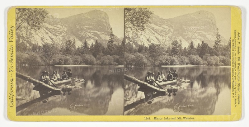 Mirror Lake and Mt. Watkins, 1870, John P. Soule, American, 1828–1904, United States, Albumen print, stereo, No. 1248 from the series "California—Yo-Semite Valley