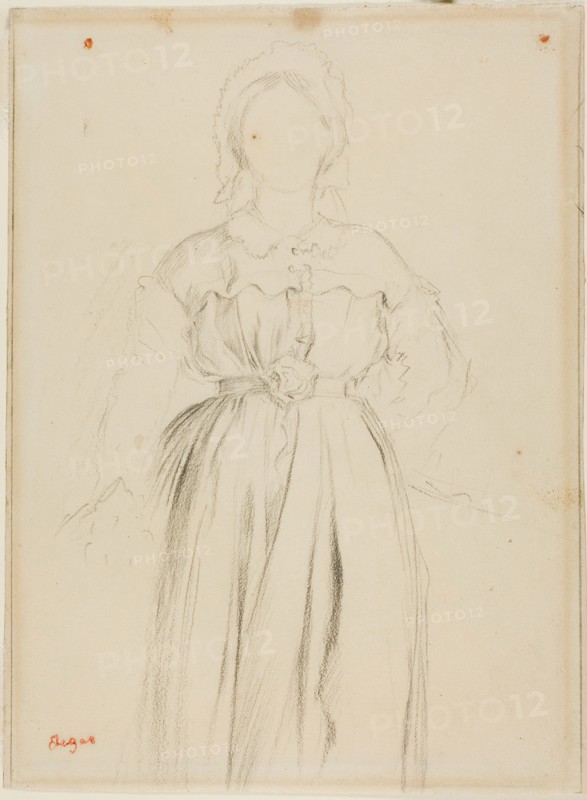 Study for a Portrait of Marguérite de Gas, 1859/60, Edgar Degas, French, 1834-1917, France, Graphite on ivory wove paper, 325 × 235 mm