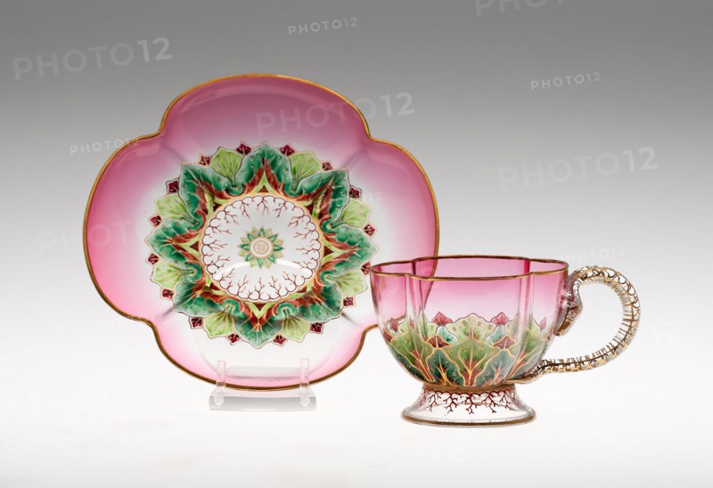 Demitasse Cup and Saucer, c. 1888, Austria, Vienna, J.L. Lobmeyr (Austrian, founded 1823), Vienna, Glass, Cup: 5.4 x 7.3 cm (2 1/8 x 2 7/8 in.), Saucer: 13 x 13.2 cm (5 1/8 x 5 3/16 in.), The Concert, 1651/58, Cornelis Visscher (Dutch, c. 1629-1658), after Adriaen Brouwer (Flemish, 1605/06-1638), Holland, Engraving in black on ivory laid paper, 267 x 197 mm