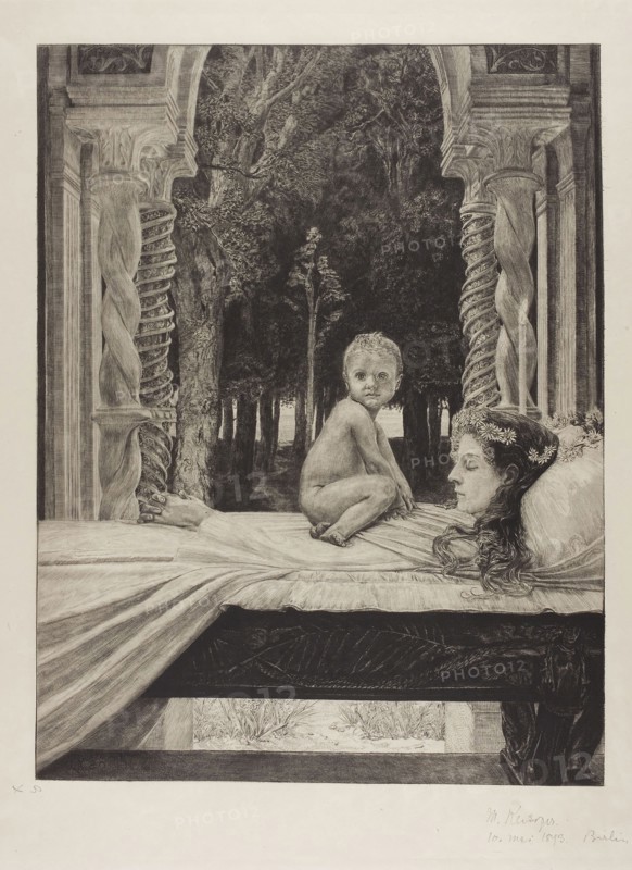 Dead Mother, plate ten from On Death, Part II, 1889, Max Klinger, German, 1857-1920, Germany, Etching in black ink on lightweight cream wove paper, laid down on cream wove paper (chine collé), 386 x 296 mm (image), 456 x 347 mm (plate), 634 x 474 (sheet)