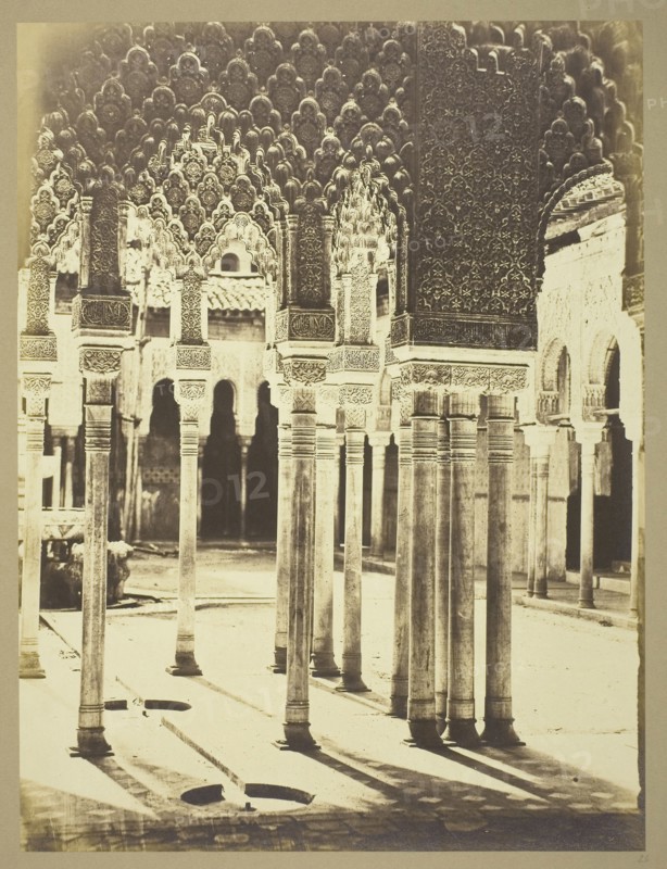 Entrance Court of the Lions, Alhambra, c. 1960, Charles Clifford, English, 1819–1863, England, Albumen print, 39.2 × 29.9 cm (image), 62.4 × 47.8 cm (mount)