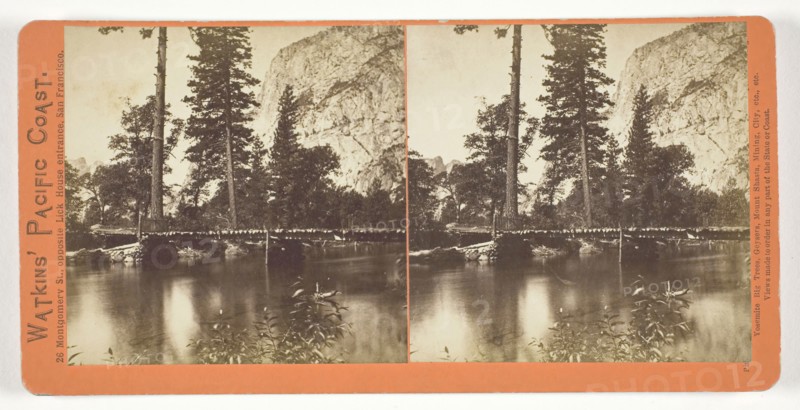 The Bridge, Yosemite, 1861/76, Carleton Watkins, American, 1829–1916, United States, Albumen print, stereo, from the series "Watkins' Pacific Coast