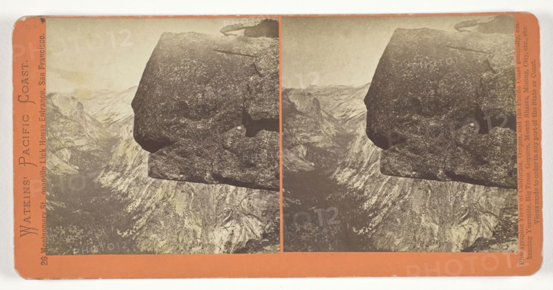 Yenaya Canyon from Glacier Point, Yosemite, 1861/76, Carleton Watkins, American, 1829–1916, United States, Albumen print, stereo, from the series "Watkins' Pacific Coast