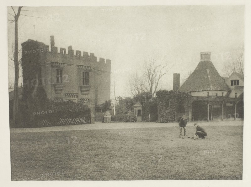 The Old Rye House, 1880s, Peter Henry Emerson, English, born Cuba, 1856–1936, England, Photogravure, plate XIII from the album "The Compleat Angler or the Contemplative Man's Recreation, Volume I" (1888), edition 109/250, 12.9 × 17.2 cm (image), 15.3 × 19.1 cm (paper), 24.6 × 32 cm (album page)