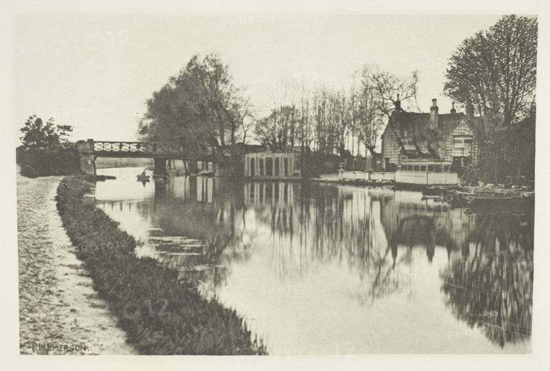 The Old Rye House Inn, 1888, Peter Henry Emerson, English, born Cuba, 1856–1936, England, Photogravure, plate XV from the album "The Compleat Angler or the Contemplative Man's Recreation, Volume I" (1888), edition 109/250, 12.9 × 19.5 cm (image), 15 × 21.3 cm (paper), 24.8 × 32.1 cm (album page)