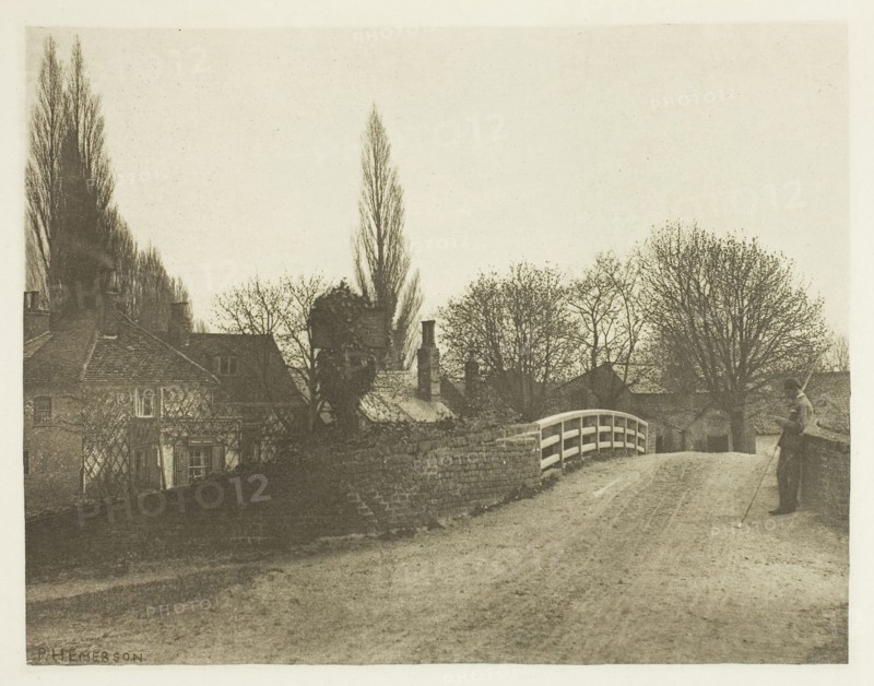 The Crown Inn, Borxbourne, 1880s, Peter Henry Emerson, English, born Cuba, 1856–1936, England, Photogravure, plate XXI from the album "The Compleat Angler or the Contemplative Man's Recreation, Volume I" (1888), edition 109/250, 13.2 × 17 cm (image), 15 × 18 cm (paper), 24.4 × 31.9 cm (album page)