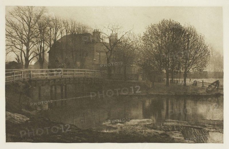 The Ferry Boat Inn, Tottenham, 1880s, Peter Henry Emerson, English, born Cuba, 1856–1936, England, Photogravure, plate XXVIII from the album "The Compleat Angler or the Contemplative Man's Recreation, Volume II" (1888), edition 109/250, 12.6 × 20 cm (image), 14.8 × 21.4 cm (paper), 24.3 × 32 cm (album page)