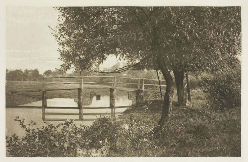 On the Sow, Near Walton’s House at Shallowford, 1880s, Peter Henry Emerson, English, born Cuba, 1856–1936, England, Photogravure, plate XXXI from the album "The Compleat Angler or the Contemplative Man's Recreation, Volume II" (1888), edition 109/250, 13 × 20.3 cm (image), 15.6 × 22.5 cm (paper), 24.4 × 32 cm (album page)