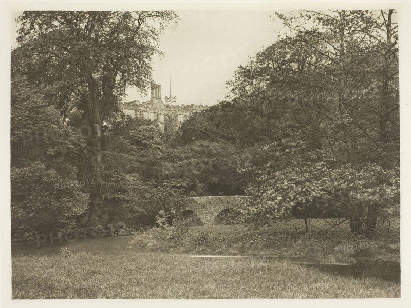 Lady Dorothy’s Bridge, Haddon Hall, 1880s, Peter Henry Emerson, English, born Cuba, 1856–1936, England, Photogravure, plate XXXV from the album "The Compleat Angler or the Contemplative Man's Recreation, Volume II" (1888), edition 109/250, 15.2 × 20.4 cm (image), 16.6 × 21.4 cm (paper), 24.6 × 32 cm (album page)