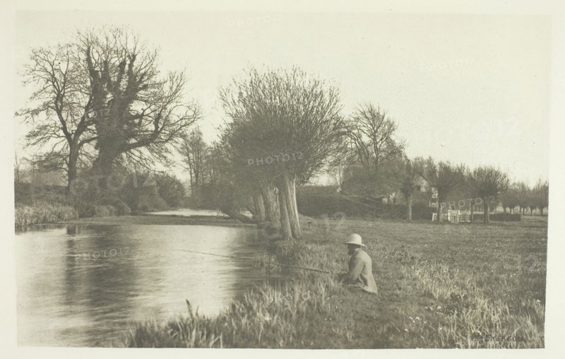 Keeper’s Cottage, Amwell Magna Fishery, 1880s, Peter Henry Emerson, English, born Cuba, 1856–1936, England, Photogravure, plate V from the album "The Compleat Angler or the Contemplative Man's Recreation, Volume I" (1888), edition 109/250, 12.5 × 19.8 cm (image), 14.6 × 21.7 cm (paper), 24.7 × 31.9 cm (album page)