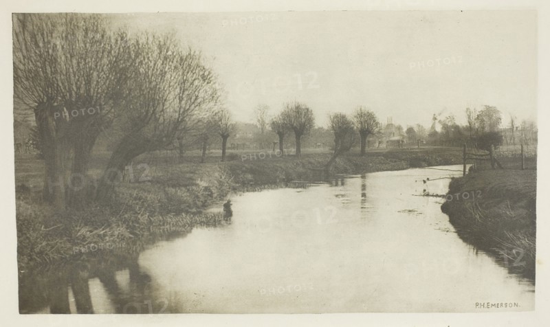 Stanstead from the Lea, 1880s, Peter Henry Emerson, English, born Cuba, 1856–1936, England, Photogravure, plate VIII from the album "The Compleat Angler or the Contemplative Man's Recreation, Volume I" (1888), edition 109/250, 12.7 × 19.9 cm (image), 15.5 × 24.6 cm (paper), 24.5 × 32 cm (album page)