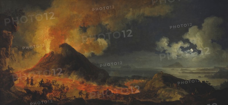 The Eruption of Vesuvius, 1771, Pierre-Jacques Volaire, French, 1729–c.1790–1800, France, Oil on canvas, 46 × 95 5/8 in. (116.8 × 242.9 cm)