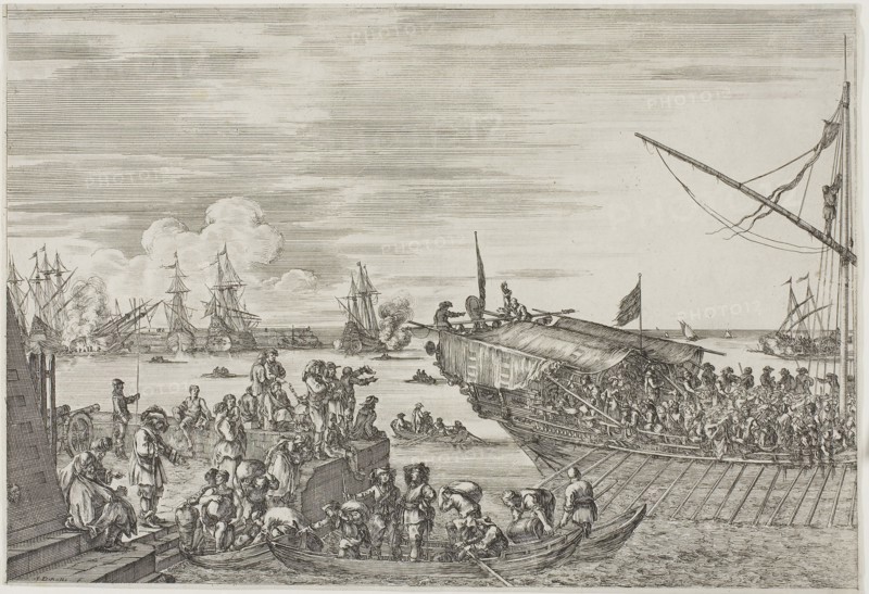 Le départ d’une Galère, 1654, Stefano della Bella, Italian, 1610-1664, Italy, Etching on paper, 235 x 245 mm (image), 240 x 348 mm (sheet, trimmed within platemark)