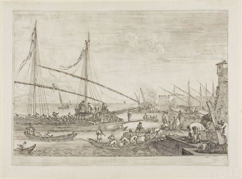 View of Fortifications, from Views of the Port of Livorno, 1654/55, Stefano della Bella, Italian, 1610-1664, Italy, Etching on paper, 240 x 352 mm