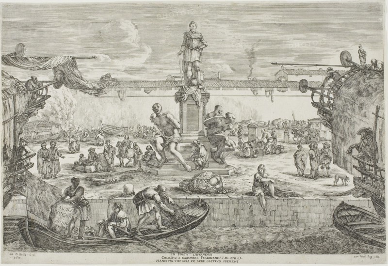Statue of Ferdinand I, Grand Duke of Tuscany, 1654/55, Stefano della Bella, Italian, 1610-1664, Italy, Etching on paper, 241 x 370 mm (image), 257 x 374 mm (sheet, trimmed within platemark)