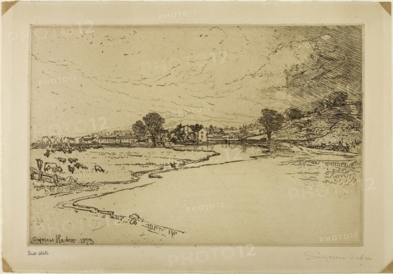 Sawley Abbey, 1873, Francis Seymour Haden, English, 1818-1910, England, Etching from a zinc plate printed on cream wove paper, 253 × 382 mm (image/plate), 309 × 445 mm (sheet)