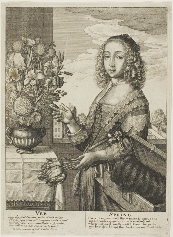 Spring, 1641, Wenceslaus Hollar, Czech, 1607-1677, Bohemia, Etching on off white laid paper, 250 × 182 mm (plate), 255 × 186 mm (sheet)