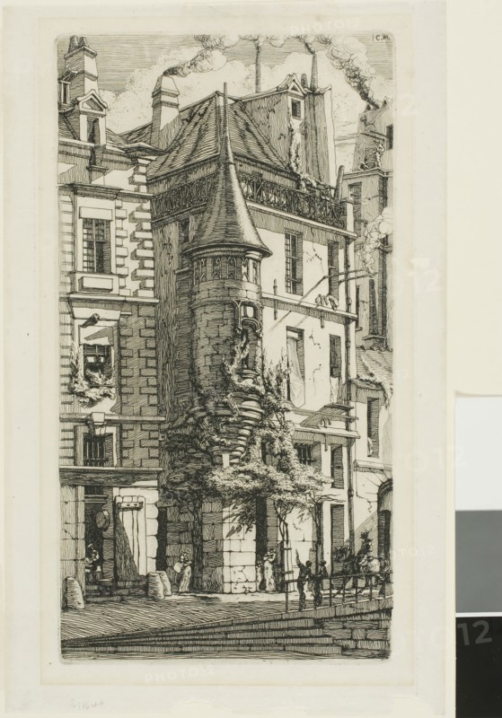 Tourelle de la rue de la Tixeranderie., 1852, Charles Meryon, French, 1821-1868, France, Etching on paper, 264 × 147 mm (plate), 280 × 173 mm (sheet)
