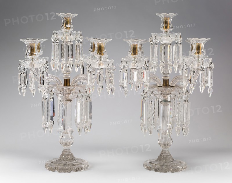 Pair of Candelabra, 1835/40, England, Glass and brass, 6 × 38.9 × 39 cm (22 1/8 × 15 3/8 × 15 1/2 in.)