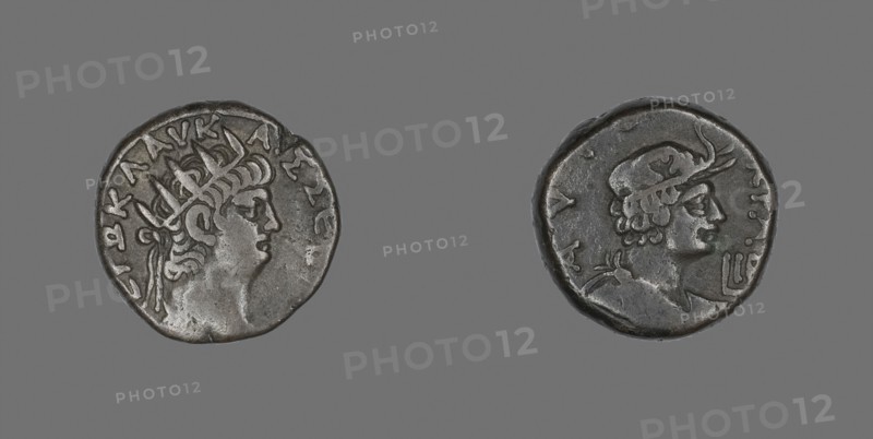 Tetradrachm (Coin) Portraying Emperor Nero, AD 54/68, Roman, minted in Alexandria, Egypt, Egypt, Billon, DIam. 2.3 cm, 13.02 g