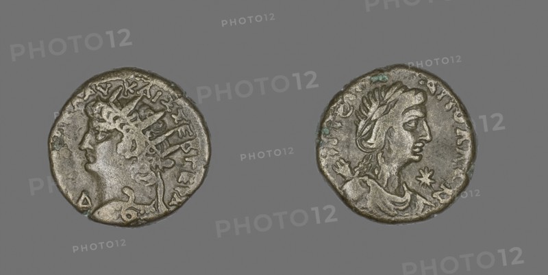 Tetradrachm (Coin) Portraying Emperor Nero, AD 54/68, Roman, minted in Alexandria, Egypt, Egypt, Billon, Diam. 2.4 cm, 12.83 g