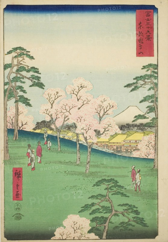 Asuka Hill in the Eastern Capital (Toto Asukayama), from the series Thirty-six Views of Mount Fuji (Fuji sanjurokkei), 1858, Utagawa Hiroshige ?? ??, Japanese, 1797-1858, Japan, Color woodblock print, oban