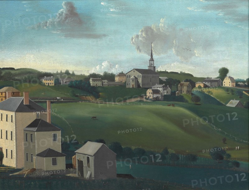Meetinghouse Hill, Roxbury, Massachusetts, 1799, John Ritto Penniman, American, c. 1782–1841, Roxbury, Oil on canvas, 73.6 × 94 cm (29 × 37 in.)