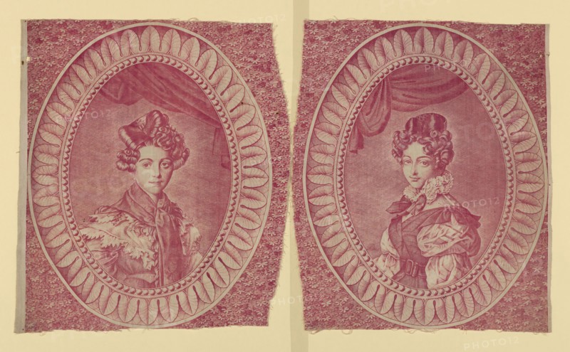 Panel (Furnishing Fabric), c. 1830, Engraved by François Pieters (French, active c. 1830), Manufactured by Hartmann et Fils (French), France, Munster, Munster, Cotton, plain weave, copperplate printed, 47.6 x 41.2 cm (18 3/4 x 16 1/4 in.)