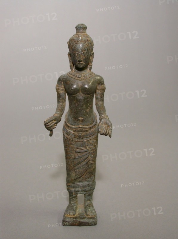 Prajnaparamita, Goddess of Wisdom, Angkor period, late 12th/early 13th century, Cambodia, Cambodia, Bronze, 19.4 × 6.3 × 4.2 cm (7 5/8 × 2 1/2 × 1 5/8 in.)