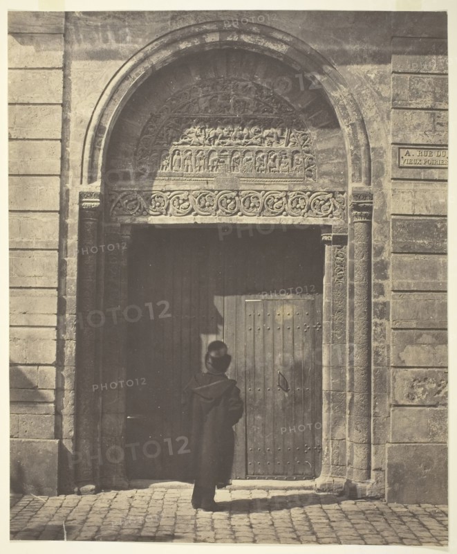 The Portal of Saint Ursinus at Bourges, rue du Vieux Poirier, 1854, printed 1854, Bisson Frères (Louis-Auguste Bisson, French, 1814–1876 and, Auguste-Rosalie Bisson, French, 1826–1900), France, Albumen print, 42.6 × 35.3 cm (image/paper)