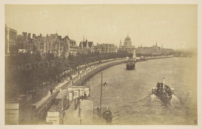 Thames Embankment, 1850–1900, probably English, 19th century, England, Albumen print, from the album "Views of London