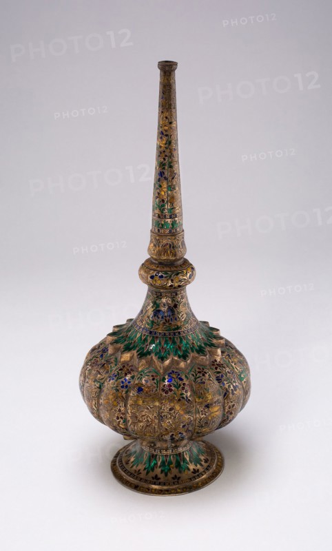 Rose Water Sprinkler (gulab pash), Mughal period, late 18th century, India, India, Silver and enamel, 27.5 × 11.4 × 11. 4 cm (10 13/16 × 4 1/2 4 1/2 in.)