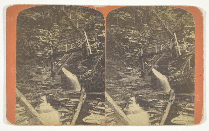 Central Gorge and Jacob’s Ladder, 1860/99, G. F. Gates, American, active 1860s–1890s, United States, Albumen print, stereo, No. 157 from the series "Havana Glen Scenery