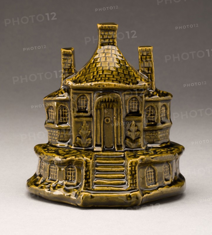 Chimney Ornament, 1887, England, Staffordshire, Staffordshire, Glazed earthenware with polychrome enamel decoration, 12 x 11 x 8.2 cm (4 3/4 x 4 15/16 x 3/4 in.)