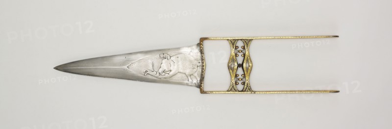 Dagger (Katar), 17th century, India, Rajasthan, India, Steel and gold, 47 x 8.8 x 1.7 cm (18 1/2 x 3 1/2 x 11/16 in.)