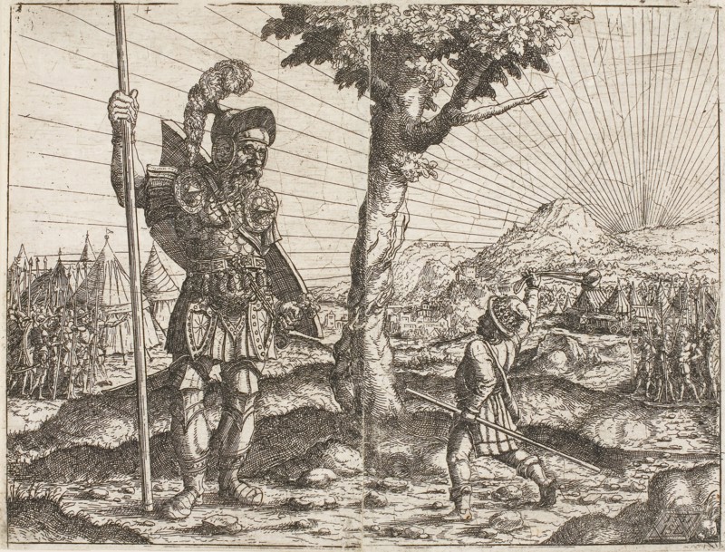 David and Goliath, 1551, Hanns Lautensack, German, 1524-1560/66, Germany, Etching on paper, 175 x 230 mm