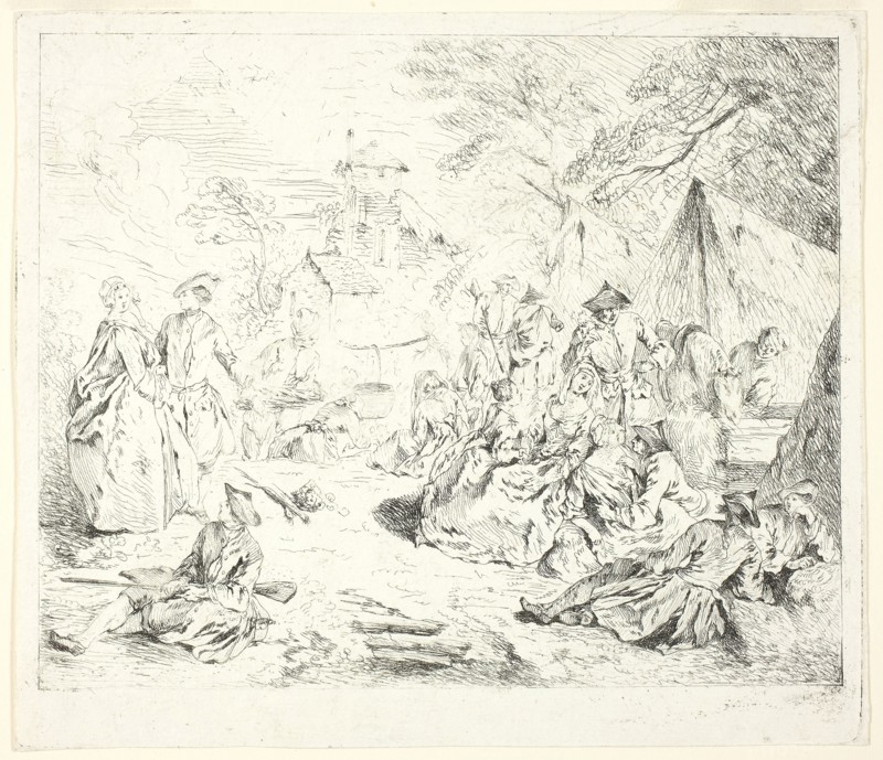 Halte de Soldates, n.d., Jean-Baptiste Pater, French, 1695-1736, France, Etching in black on paper, 175 × 215 mm (image), 197 × 230 mm (sheet)