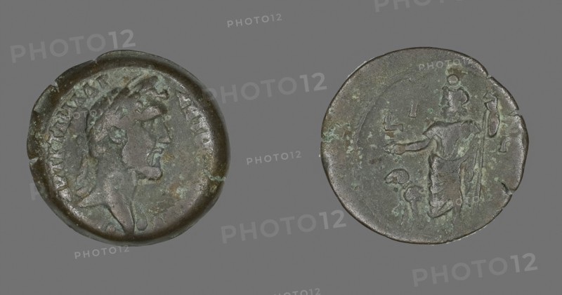 Coin Portraying Emperor Antoninus Pius, AD 149/150, Roman, minted in Alexandria, Egypt, Egypt, Bronze, Diam. 2.9 cm, 11.36 g