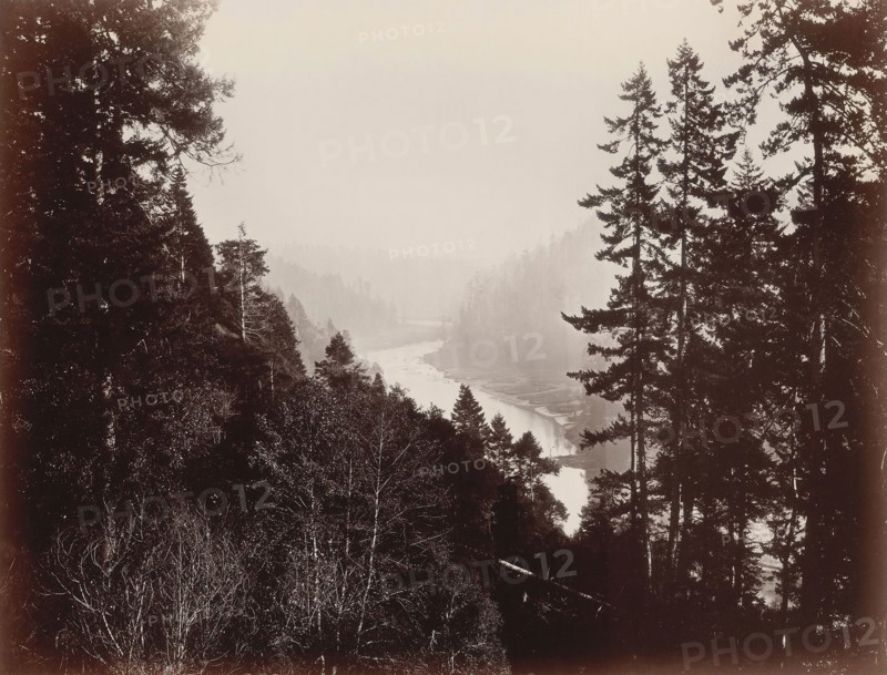 Big River, from the Rancherie, Mendocino, California, 1863, Carleton Watkins, American, 1829–1916, United States, Albumen print, 40 × 52.5 cm (15 3/4 × 20 11/16 in., image/paper), 55 × 68.4 cm (mount)