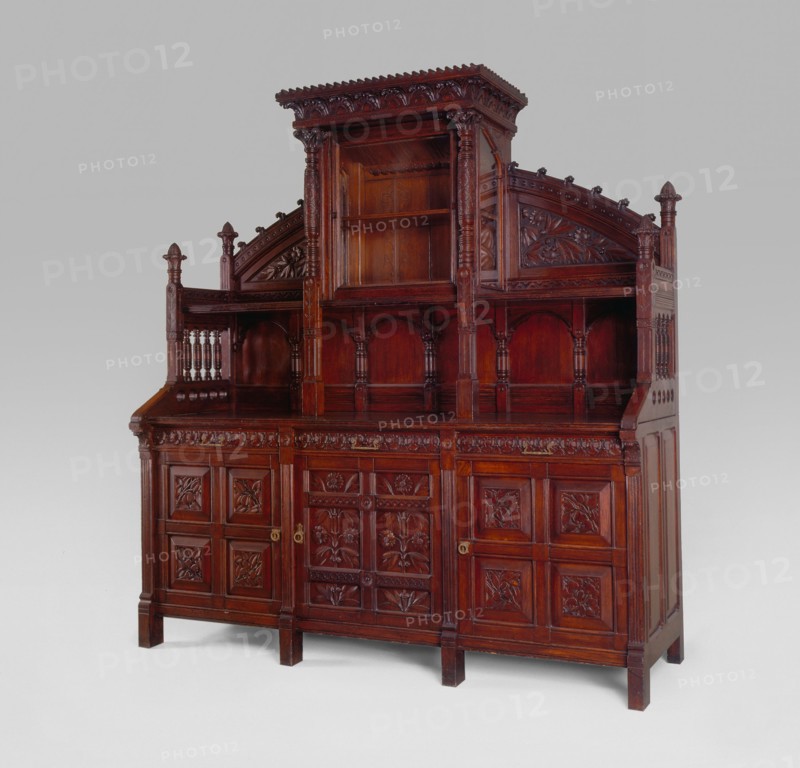Sideboard, 1876/80, Herter Brothers, American, 1864–1906, New York City, Oak with white pine, 230 × 213.4 × 73.7 cm (91 1/2 × 84 × 29 in.)
