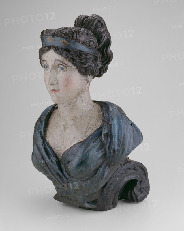 Ship Figurehead: Female Bust, 1800/15, American, 19th century, United States, White pine, 55.3 × 35.6 cm (21 3/4 × 14 in.)